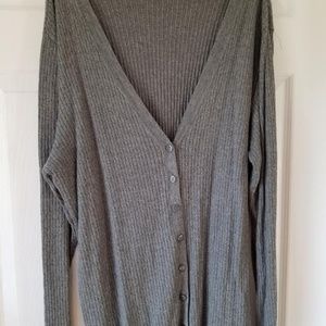 Grey Buttondown Cardigan Long Sleeved